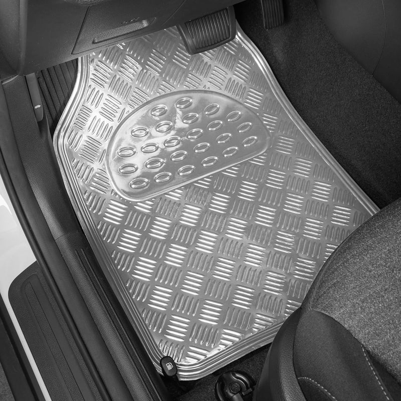 BDK Universal Fit 4-Piece Metallic Design Car Floor Mat - (Silver) (MT-641-SL) - Image 3