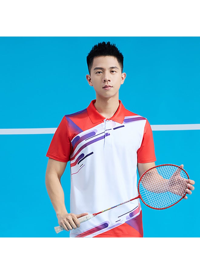 New Badminton Suit For Men And Women Quick-drying Lapel Summer Short-sleeved Table Tennis Tennis Training Sports Uniform Tops