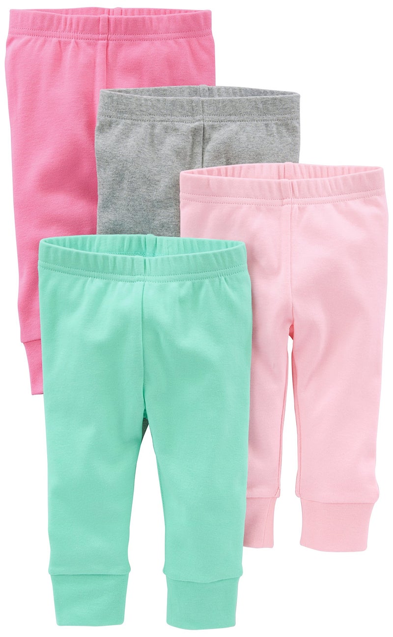 Simple Joys by Carter's Simple Joys Baby Girl's 4 pack pant Pants, Pink/Grey, 24 Months - Image 1