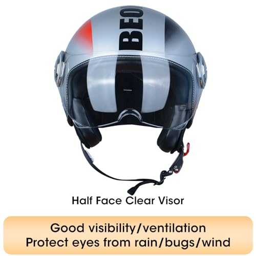 BEON 34 Open Face Motorcycle Helmet for AdultsDOT Approved Moped Half Vespa Retro Helmet with AntiScratch Visor for Men and Women Model B01 - Image 3