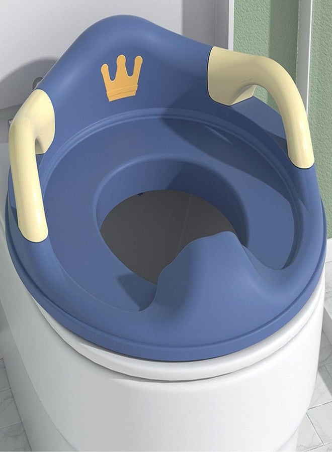 GUCHIGU Baby Potty Training Seat for Kids, Western Toilet Potty Ring with Soft cushion seat with Handle, Fits Round & Oval Toilets, Non Slip with Splash Guard Potty Seat (PTS31-09A, Blue-White) - Image 1