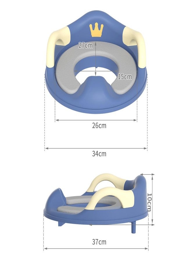 GUCHIGU Baby Potty Training Seat for Kids, Western Toilet Potty Ring with Soft cushion seat with Handle, Fits Round & Oval Toilets, Non Slip with Splash Guard Potty Seat (PTS31-09A, Blue-White) - Image 2