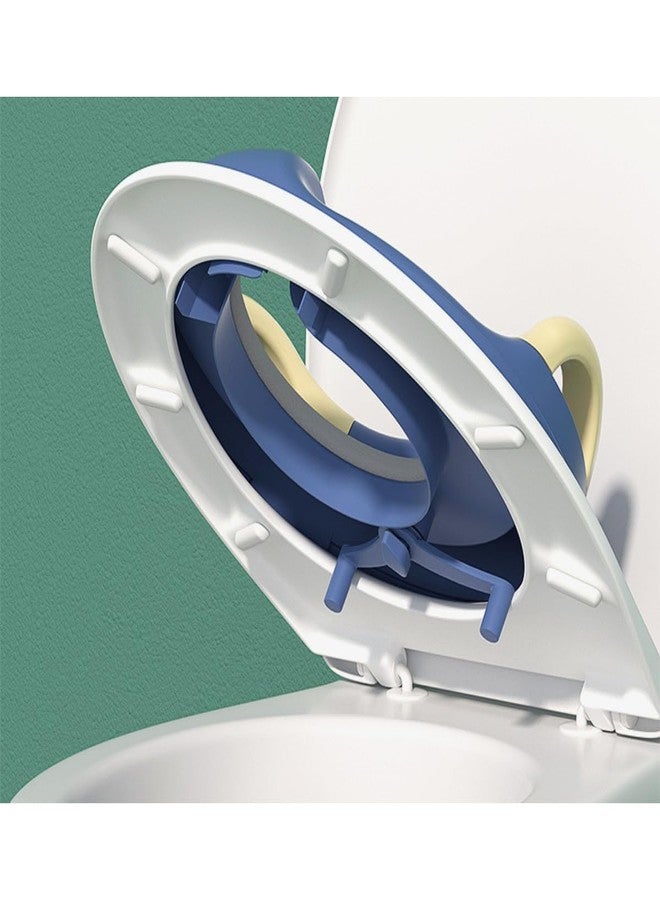 GUCHIGU Baby Potty Training Seat for Kids, Western Toilet Potty Ring with Soft cushion seat with Handle, Fits Round & Oval Toilets, Non Slip with Splash Guard Potty Seat (PTS31-09A, Blue-White) - Image 4