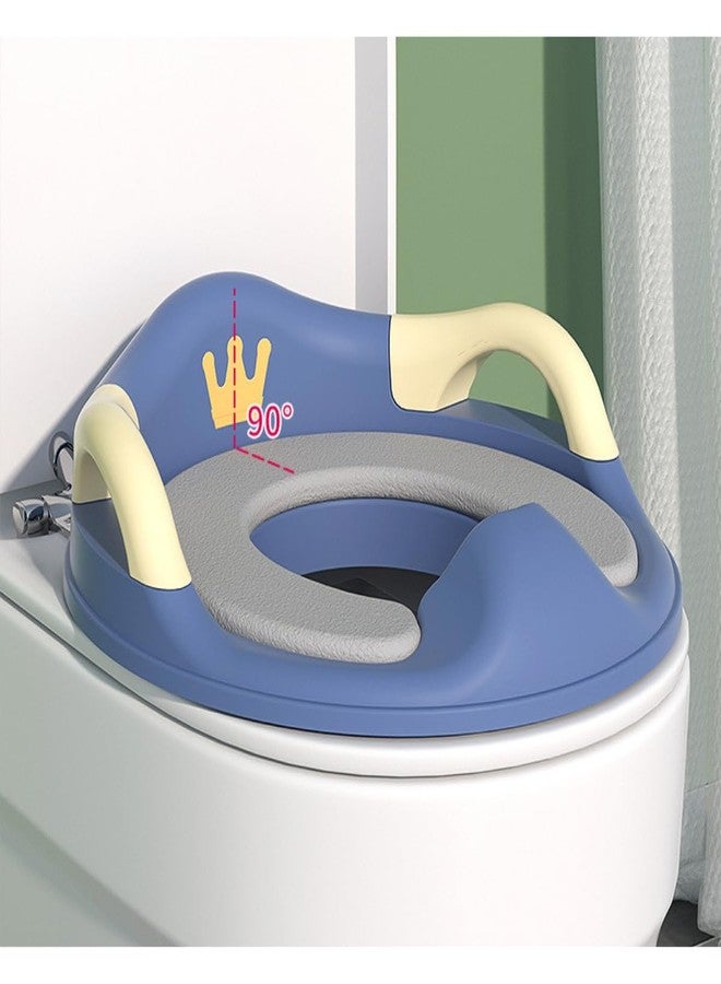 GUCHIGU Baby Potty Training Seat for Kids, Western Toilet Potty Ring with Soft cushion seat with Handle, Fits Round & Oval Toilets, Non Slip with Splash Guard Potty Seat (PTS31-09A, Blue-White) - Image 5