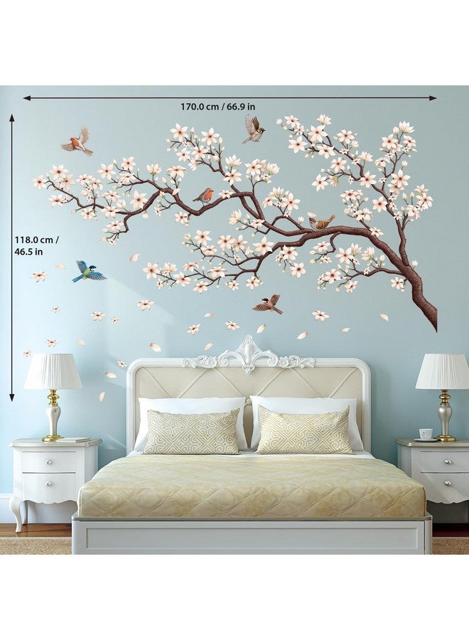 ديكو وال ملصقات حائط على شكل شجرة زهور شرقية من DECOWALL SG4-2317 تُعلن عن غرفة نوم الأطفال وطيور أزهار الكرز وفرع ديكور المنزل والديكورات الجدارية القابلة للإزالة لغرفة الأطفال DIY - Image 5