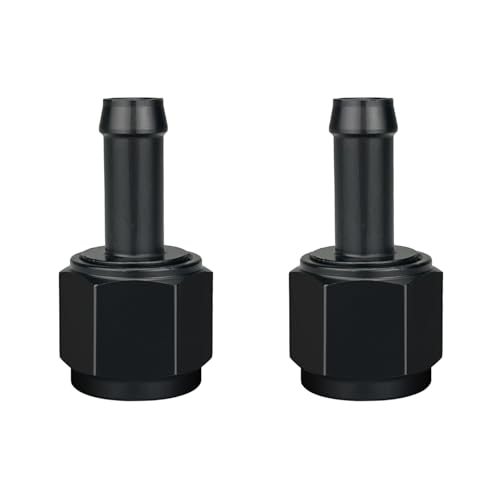 caqeg 10AN Female to 38 Barb Hose Fitting Adapter Straight Swivel Aluminum Black Pack of 2 - Image 1