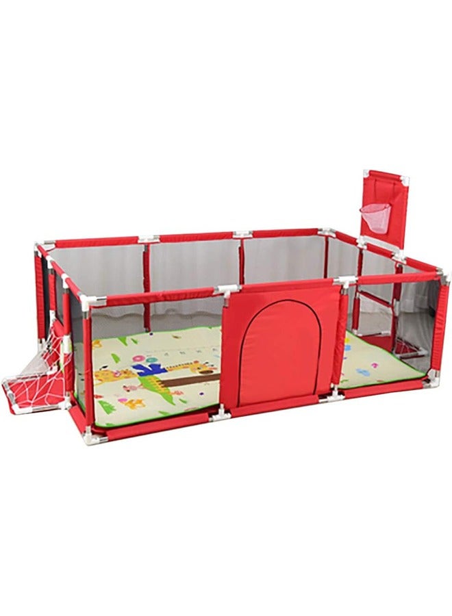 Large Playpen for Babies and Toddlers,Baby Ball Pit Kids Play Pen, Basketball Hoop, Children's Fence Play Area, Indoor Outdoor Kids, Fun Activities (Red) - Image 1