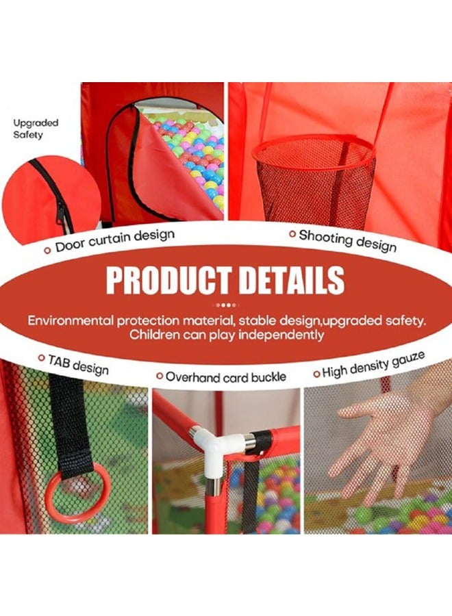 Large Playpen for Babies and Toddlers,Baby Ball Pit Kids Play Pen, Basketball Hoop, Children's Fence Play Area, Indoor Outdoor Kids, Fun Activities (Red) - Image 3