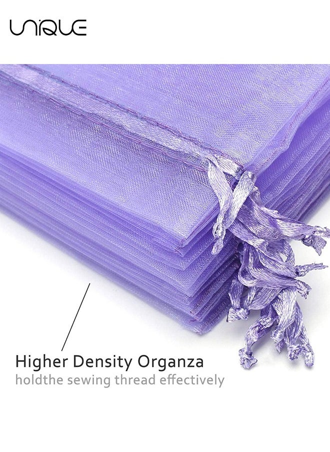 Unique - 100Pcs Package 8 x 10CM Sheer Drawstring Organza Jewelry Pouches Wedding Party Favor Gift Bags, Little Mesh Gift Pouches Mini Candy Bags for Small Presents Jewelry Earrings（Purple） - Image 1