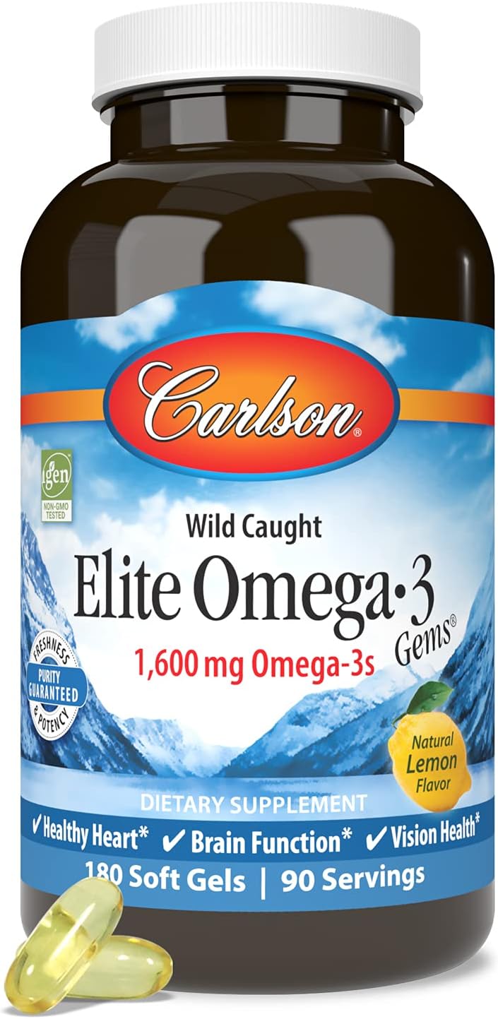 Carlson  Elite Omega3 Gems 1600 mg Omega3 Including EPA and DHA Norwegian WildCaught Fish Oil Supplement Sustainably Sourced Lemon 180 Softgels - Image 5