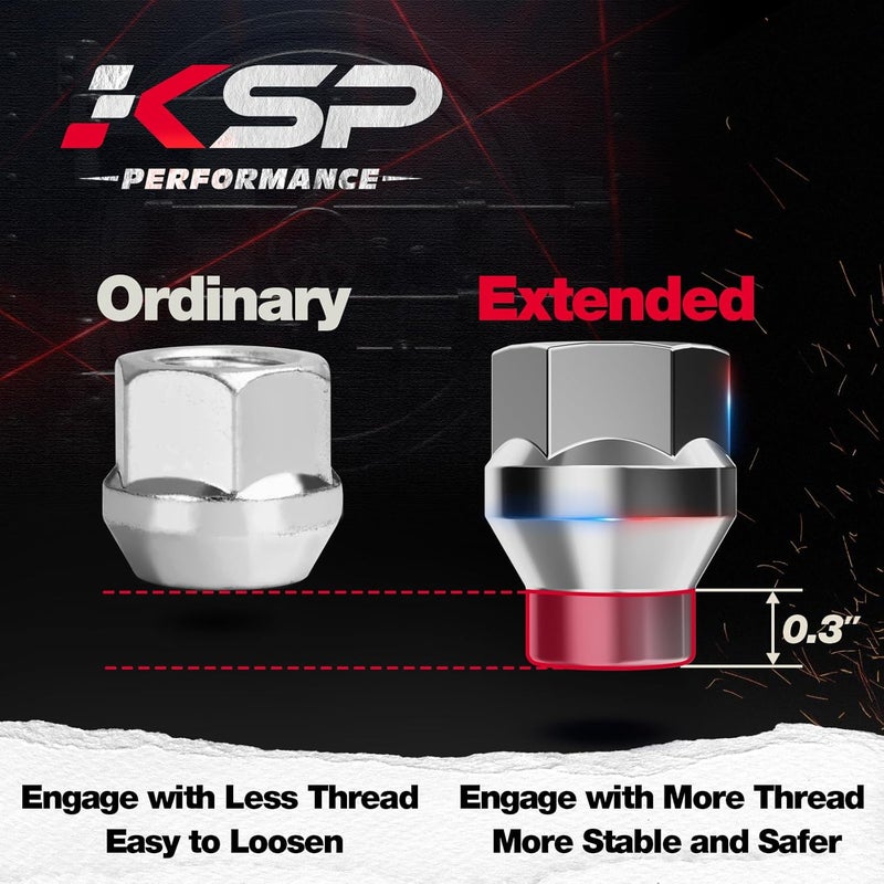 KSP PERFORMANCE صواميل العجلات الممتدة KSP PERFORMANCE 12mmx1.5 ET لـ 6 صواميل - 24 قطعة M12x1.5 مفتوحة الطرف مع عمود بطول 7mm لتويوتا - Image 3