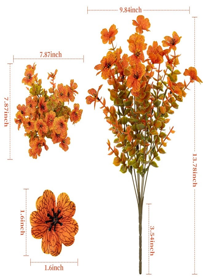 Lnoicy 20 Bundles Artificial Fake Flowers for Outdoor Faux Eucalyptus Flowers for Home Decoration,Fake Plants UV Resistant for Porch/Garden（Fall Orange） - Image 2