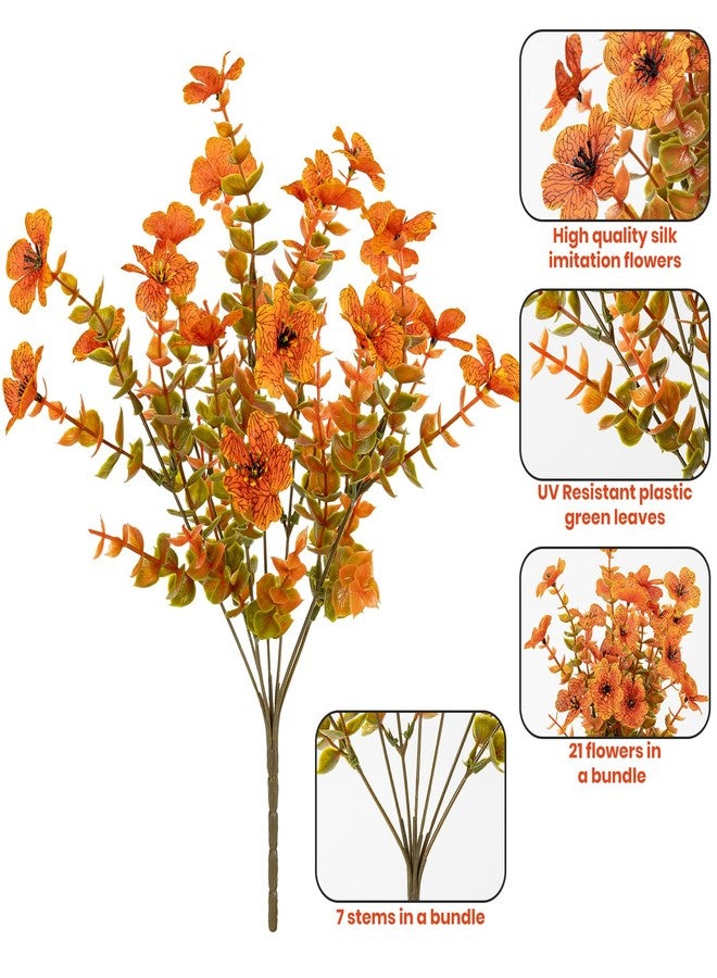Lnoicy 20 Bundles Artificial Fake Flowers for Outdoor Faux Eucalyptus Flowers for Home Decoration,Fake Plants UV Resistant for Porch/Garden（Fall Orange） - Image 3