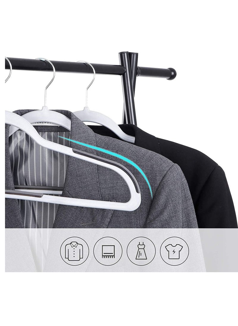 100 Pieces Plastic Coat Hangers, Heavy Duty Durable And Non-Slip,Premium Quality Plastic Suits Hangers, 0.5 cm Thickness Space Saving, 360º Swivel Hooks, 45 cm Wide