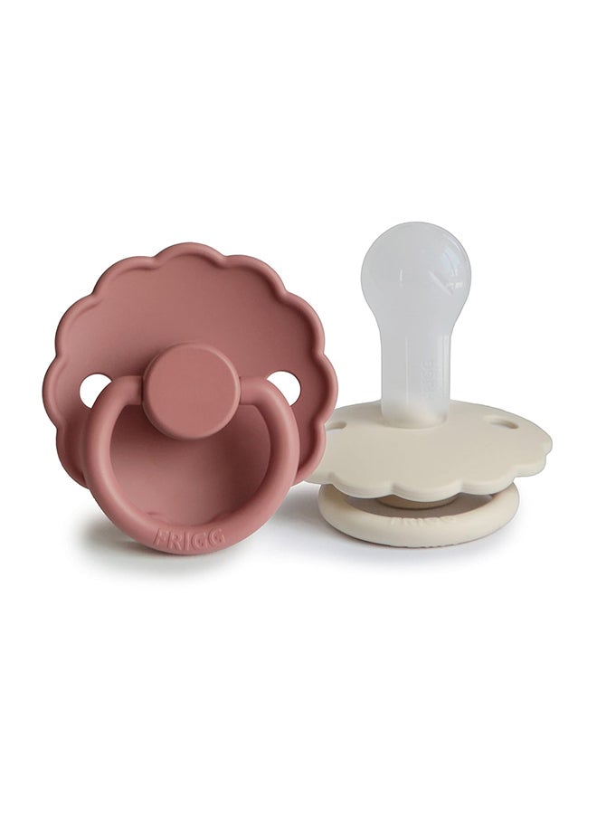 FRIGG Daisy Silicone Baby Pacifier 0-6M 2-Pack Blush/Cream - Size 1