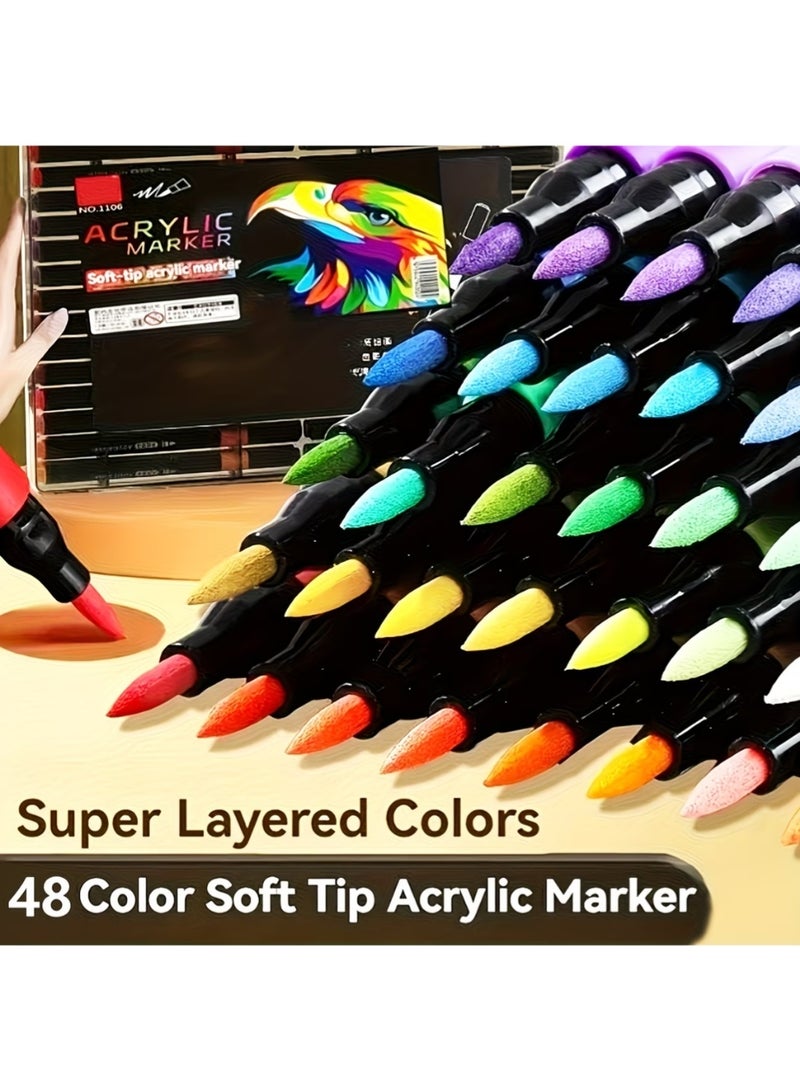 48 Colors Acrylic Paint Pens for DIY Crafts Professional Paint Markers for Rock Painting, Ceramic, Glass, Wood  Fabric Vivid Water-Based Acrylic Markers for Scrapbooking   Gifts - Image 2