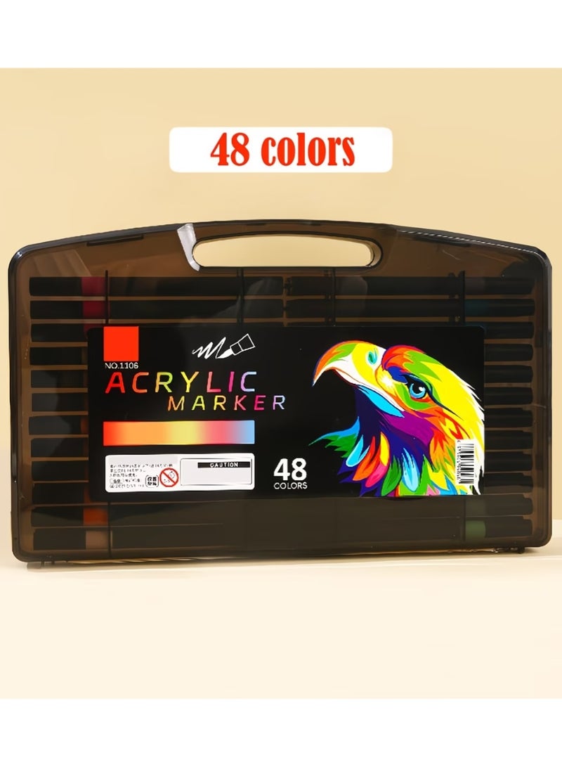 48 Colors Acrylic Paint Pens for DIY Crafts Professional Paint Markers for Rock Painting, Ceramic, Glass, Wood  Fabric Vivid Water-Based Acrylic Markers for Scrapbooking   Gifts - Image 3