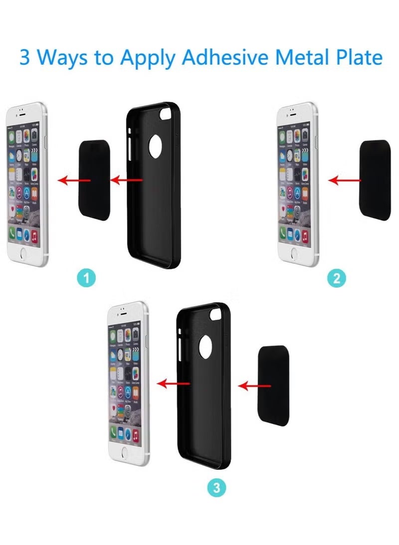 2-Piece Magnetic Chip Car Phone Holder Accessory, With Adhesive Replacement Magnetic Plate Magnetic Phone Car Holder Universal Metal Plate, Circular Black Electrophoretic Magnetic Sheet 40 * 50mm Square+30mm Circular, - Image 3