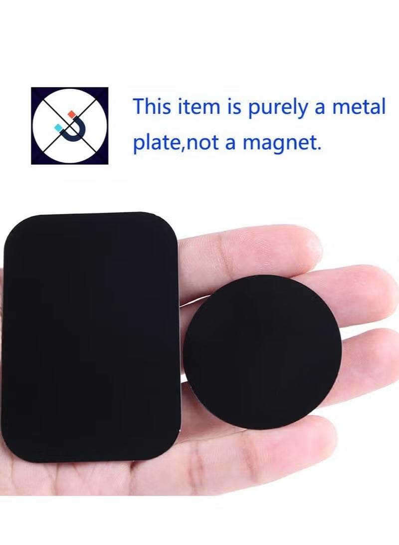 2-Piece Magnetic Chip Car Phone Holder Accessory, With Adhesive Replacement Magnetic Plate Magnetic Phone Car Holder Universal Metal Plate, Circular Black Electrophoretic Magnetic Sheet 40 * 50mm Square+30mm Circular, - Image 4
