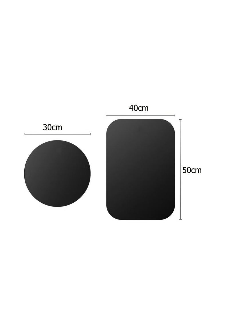 2-Piece Magnetic Chip Car Phone Holder Accessory, With Adhesive Replacement Magnetic Plate Magnetic Phone Car Holder Universal Metal Plate, Circular Black Electrophoretic Magnetic Sheet 40 * 50mm Square+30mm Circular, - Image 1