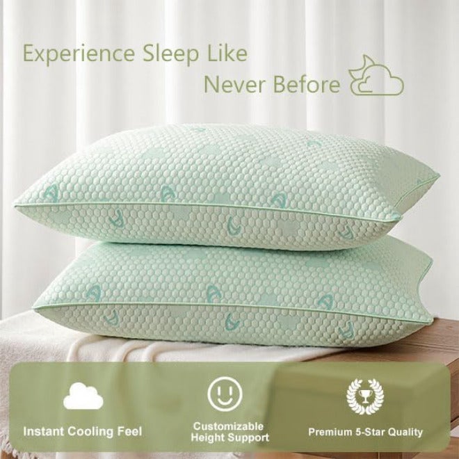 ACCURATEX Temp fluctuation resistant crafted quality ACCURATEX Cooling Memory Foam Pillow Hot Sleeper,Queen 2 Pack,Green,50x75 | Adjustable Support,Removable Cover,back&stomach sleeper.Premium Fillings Carefully engineered build - Image 2