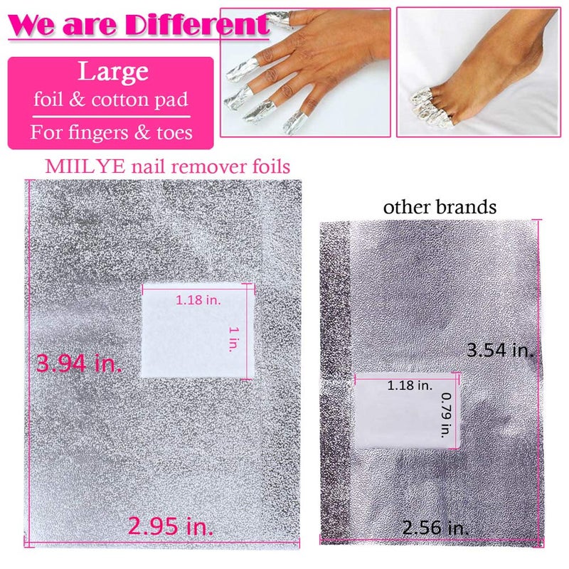 MIILYE Nail Polish Remover Foil Wraps for Acrylic/Dip Powder/UV/Gel/Polish Varnish Soak-off Removal, with Pre-attached Lint Free Pad (100x Gel Nail Polish Remover Wraps) - Image 4