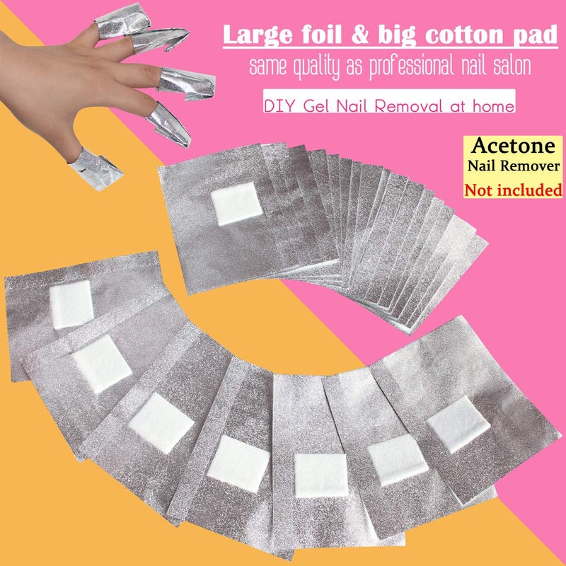 MIILYE Nail Polish Remover Foil Wraps for Acrylic/Dip Powder/UV/Gel/Polish Varnish Soak-off Removal, with Pre-attached Lint Free Pad (100x Gel Nail Polish Remover Wraps) - Image 2