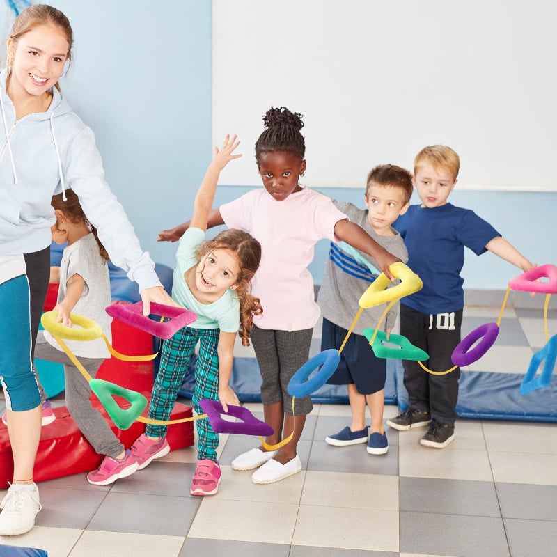 Woanger Shapes Walking Rope for Preschool Walking Rings for Toddlers 10 Colorful Handles Leash for Toddler Class Line Rope 165'' Long Keep Children Calm and Line Classroom Supplies - Image 4