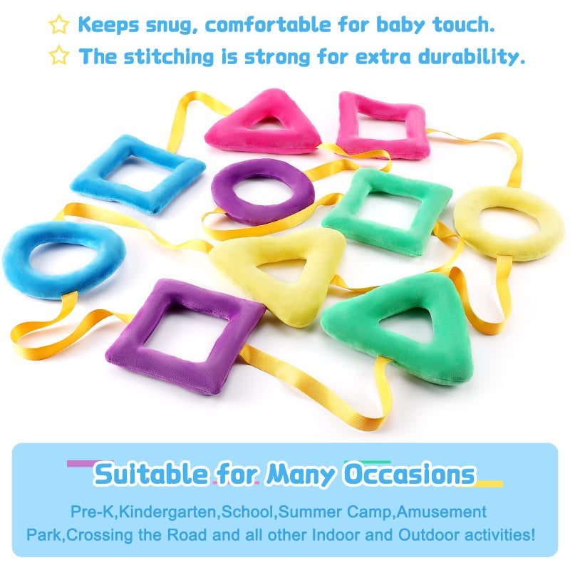 Woanger Shapes Walking Rope for Preschool Walking Rings for Toddlers 10 Colorful Handles Leash for Toddler Class Line Rope 165'' Long Keep Children Calm and Line Classroom Supplies - Image 3
