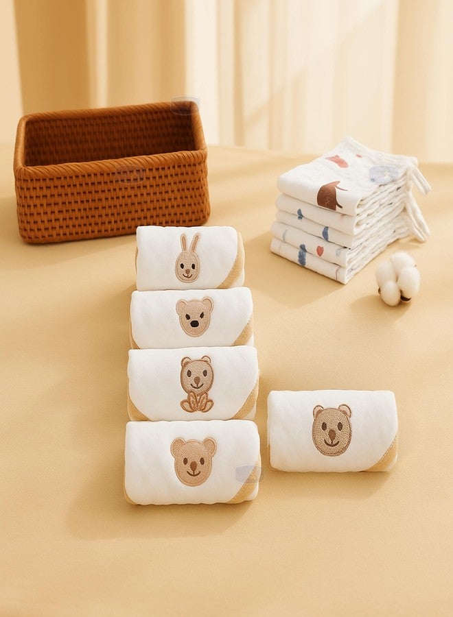 Koochie-Koo Muslin Cloth for New Born Baby 6 Layer 26 * 26Cm - 500 GSM (Pack of 5) Soft Cotton Face Towels Napkins & Burp Cloths Gentle Reusable Baby Wipes Multipurpose Hand & Face Cleaning Cloth - Image 5