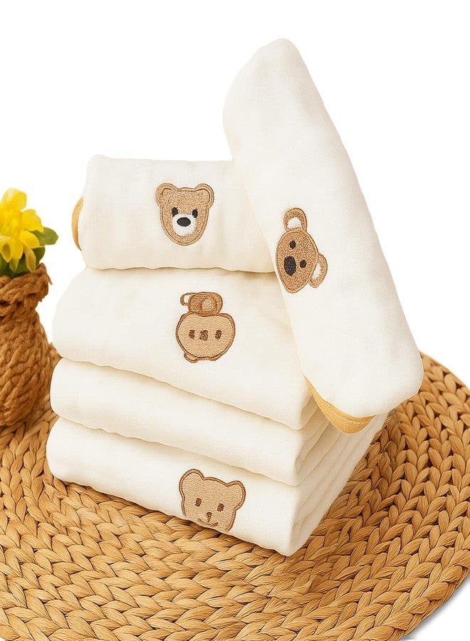 Koochie-Koo Muslin Cloth for New Born Baby 6 Layer 26 * 26Cm - 500 GSM (Pack of 5) Soft Cotton Face Towels Napkins & Burp Cloths Gentle Reusable Baby Wipes Multipurpose Hand & Face Cleaning Cloth