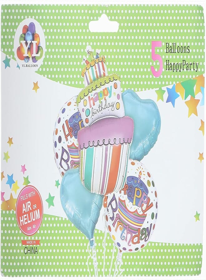 YL Birthday Helium Balloon Set, 5 Pieces - Multi Color