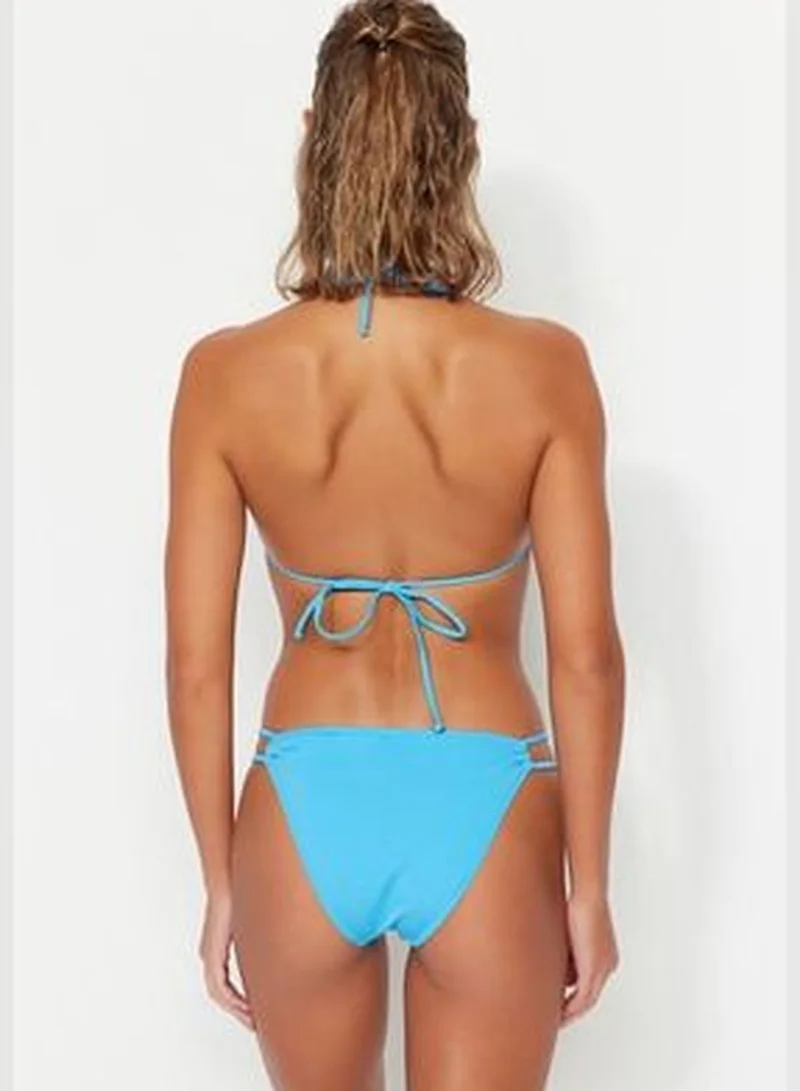 trendyol Blue Triangle Pile Regular Leg Two Piece Swimwear Set TBESS23BT00062