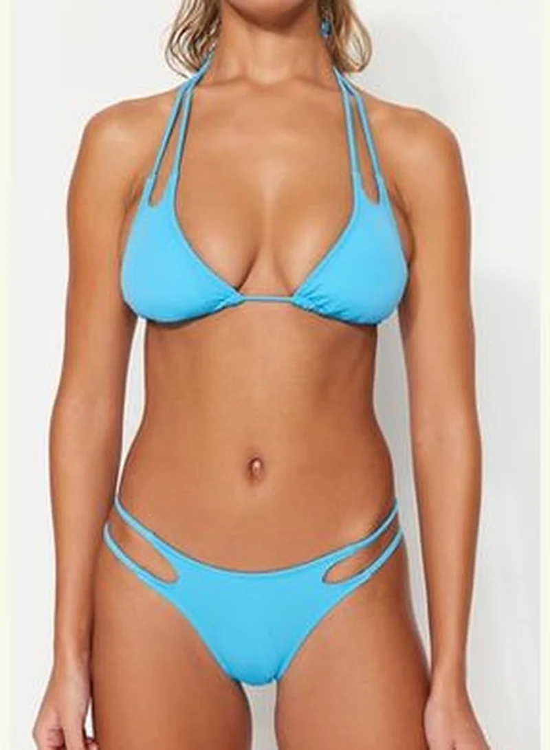 trendyol Blue Triangle Pile Regular Leg Two Piece Swimwear Set TBESS23BT00062