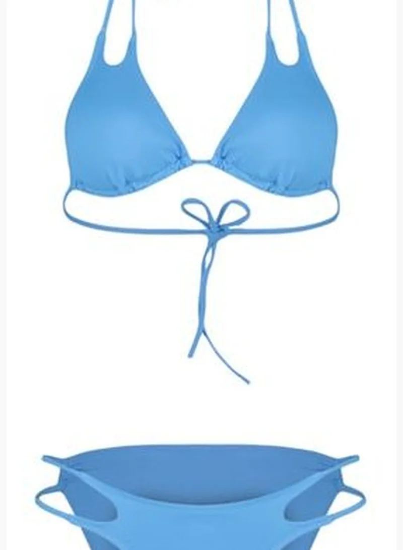 trendyol Blue Triangle Pile Regular Leg Two Piece Swimwear Set TBESS23BT00062