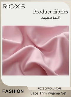 RIOXS Women's 5 Pcs Pajama Sets, Velvet Lace Trim Sleepwear Dress Robe And Pants Sets, Soft Nightgown, Ladies Comfy Soft Loungewear, Womens Pajamas Set For Lounging/ Sleeping/ Daily Wearing  - Image 4