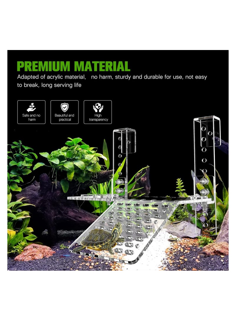 KASTWAVE Turtle Basking Platform, Acrylic Turtle Tank Platform, Large Hanging Aquatic Reptile Ramp Dock, Adjustable Tortoise Resting Terrace, Turtle Tank Accessories  - Image 3