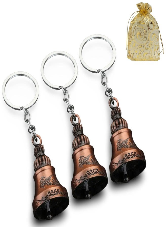 AEROSTARK Combo of 3 Guardian Bell For Bike Keychain | Good Luck Charm for Bike, Car, Home | Tibetan Style Antique Copper Key Chain for Positive Energy & Protection | Combo of 3 Bronze Guardian Bell - Image 3