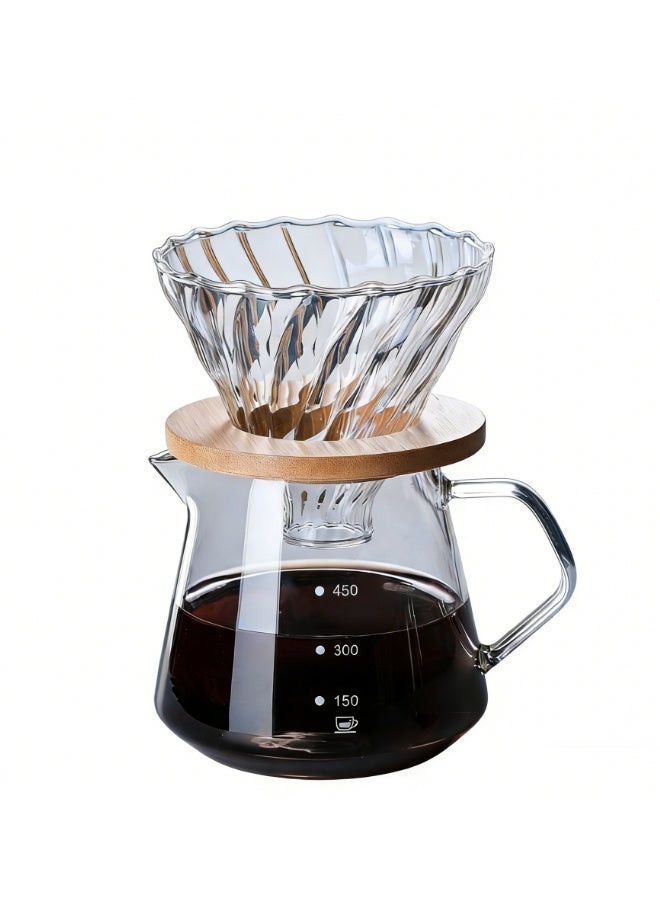 SUCITY Coffee Pot with 600mL Pour Over Coffee Maker Set Glass Drip Filter with Tick Marks Coffee Dripper - Image 1