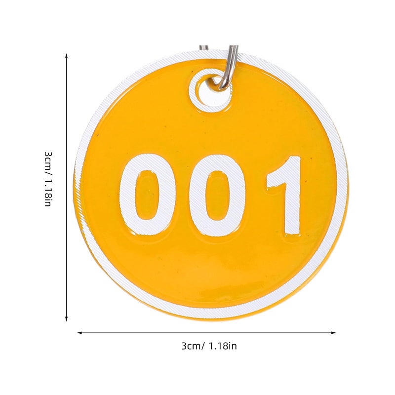 Yellow Aluminium Luggage Tags Key Rings Number Labels Set 1 30 for Suitcases Lockers Office Organization - Image 3