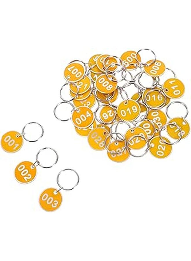 Yellow Aluminium Luggage Tags Key Rings Number Labels Set 1 30 for Suitcases Lockers Office Organization - Image 1
