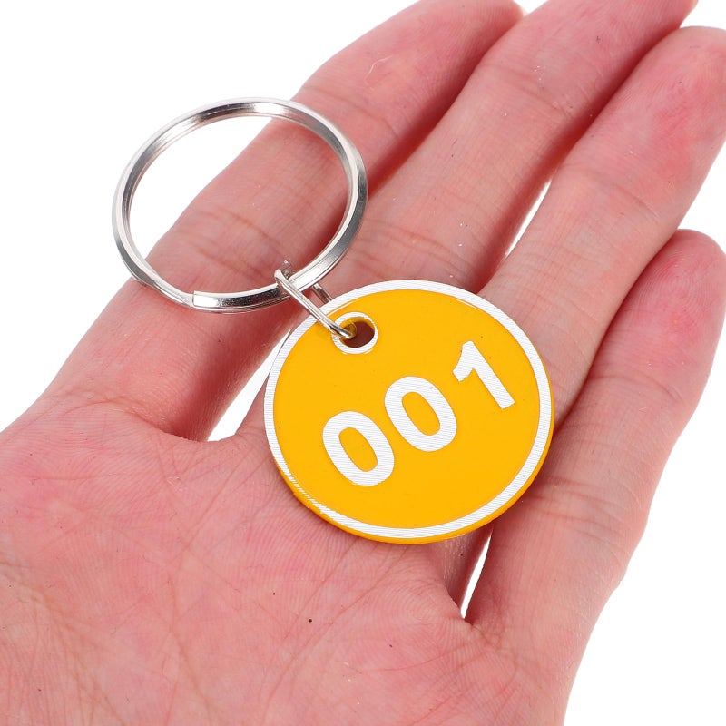 Yellow Aluminium Luggage Tags Key Rings Number Labels Set 1 30 for Suitcases Lockers Office Organization - Image 4