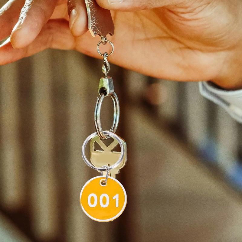 Yellow Aluminium Luggage Tags Key Rings Number Labels Set 1 30 for Suitcases Lockers Office Organization - Image 5