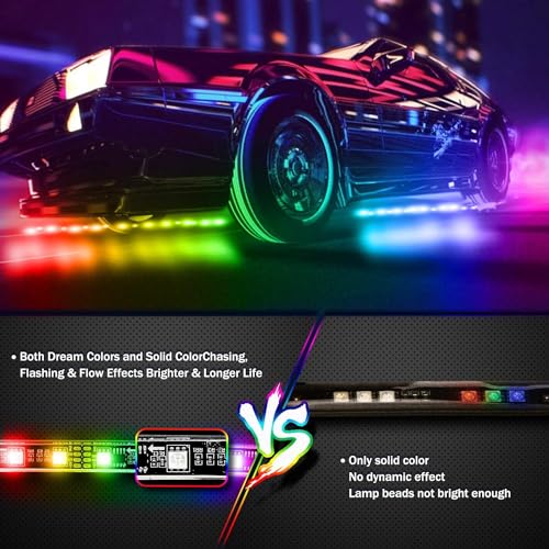 AutoBizarre Car Underglow RGB Multicolor Music Controlled Dream Color Chasing Neon Accent Revolving Colors Underbody LED Strip Lights Kit with App and Remote Control For All Cars, Vans, Suvs, Trucks - Image 3