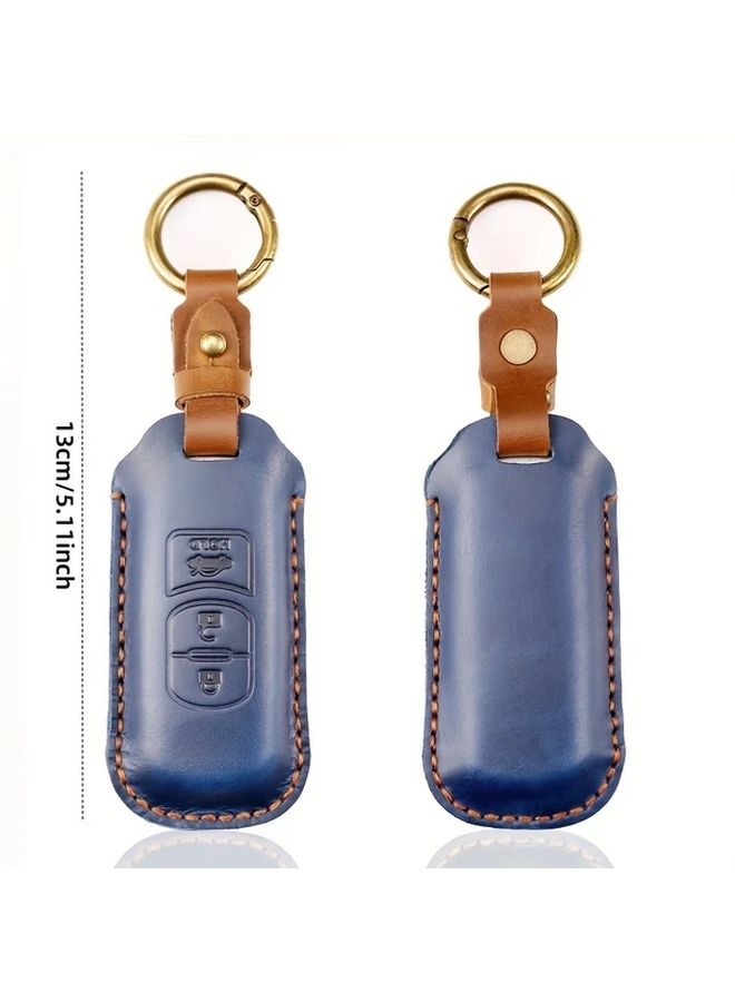 Blue Leather Key Cover Compatible With Mazda CX5 CX3 Mazda6 3 Keys - Image 5