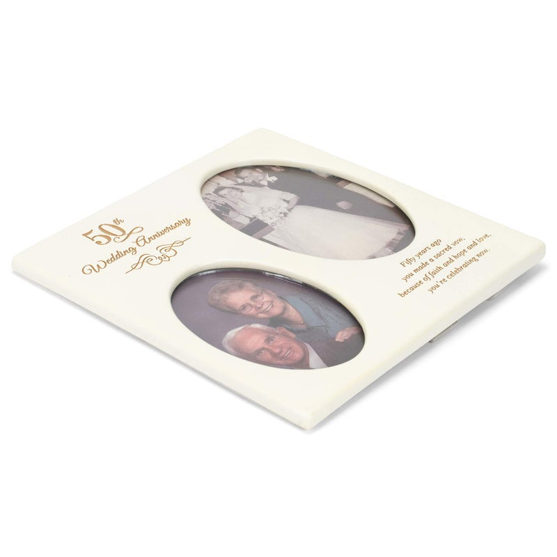 Dicksons 50th Wedding Anniversary Oval Double Picture Resin Stone Picture Frame - Image 4