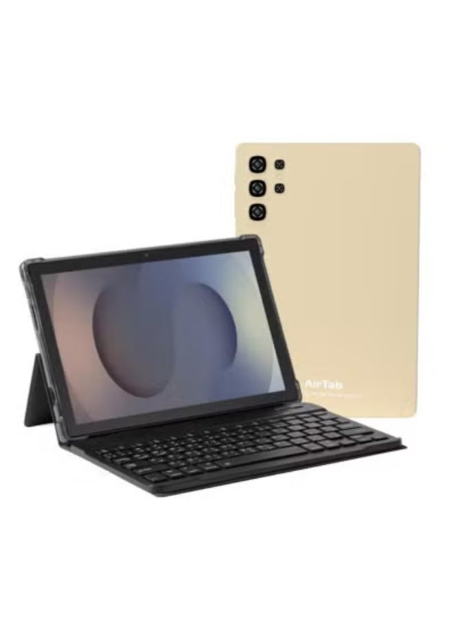 AirTab U25 Max Smart Tablet – 10.1-Inch FHD Display, 16GB RAM, 1TB Storage, 10000mAh Battery, Dual Camera, Face Unlock, Wireless Arabic Keyboard – Fast Performance & Elegant Gold Android Tablet  - Image 2