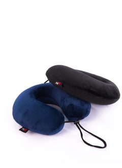 HT Classic travel neck to support the head on long trips, made of German memory foam with a luxurious velvet cover, black color  - Image 4