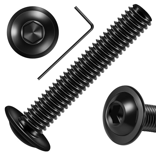 Mywish M8 x 40mm 20Pcs Flange Button Head Hex Socket Cap Screws Bolts, 304 Stainless Steel Furniture M8 x 1.25 Bolts Full Thread, Black Oxide & Hex Spanner - Image 1