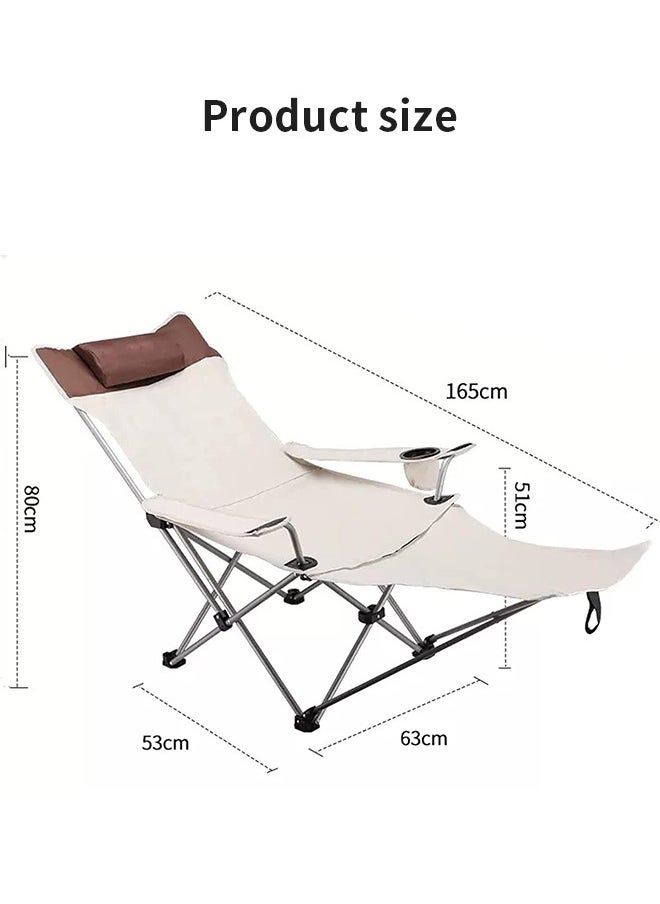 Folding Camping Chair with Removable Footrest and Adjustable Backrest for Adults, Portable and Lightweight Reclining Lounge Chairs for Outdoor